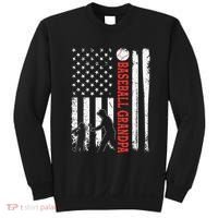 Distressed USA American Flag Baseball Grandpa Father's Day Sweatshirt thumb 0