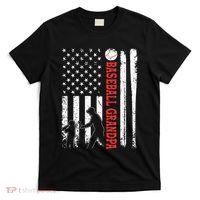 Distressed USA American Flag Baseball Grandpa Father's Day T-Shirt thumb 0