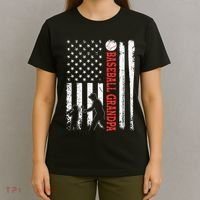 Distressed USA American Flag Baseball Grandpa Father's Day T-Shirt thumb 4