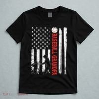 Distressed USA American Flag Baseball Grandpa Father's Day T-Shirt thumb 5