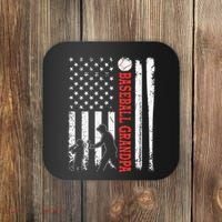 Distressed USA American Flag Baseball Grandpa Father's Day Coaster thumb 0