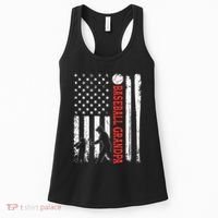 Distressed USA American Flag Baseball Grandpa Father's Day Women's Tank Top thumb 0