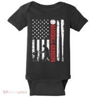 Distressed USA American Flag Baseball Grandpa Father's Day Baby Bodysuit thumb 0