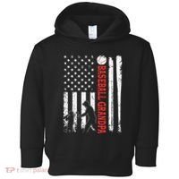 Distressed USA American Flag Baseball Grandpa Father's Day Toddler Hoodie thumb 0