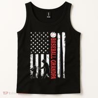 Distressed USA American Flag Baseball Grandpa Father's Day Tank Top thumb 2