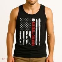 Distressed USA American Flag Baseball Grandpa Father's Day Tank Top thumb 3
