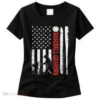 Distressed USA American Flag Baseball Grandpa Father's Day Women's T-Shirt thumb 0