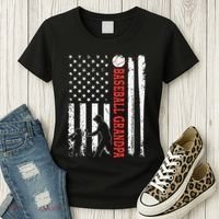 Distressed USA American Flag Baseball Grandpa Father's Day Women's T-Shirt thumb 3
