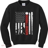 Distressed USA American Flag Baseball Grandpa Father's Day Kids Sweatshirt thumb 0