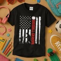 Distressed USA American Flag Baseball Grandpa Father's Day Kids T-Shirt thumb 3