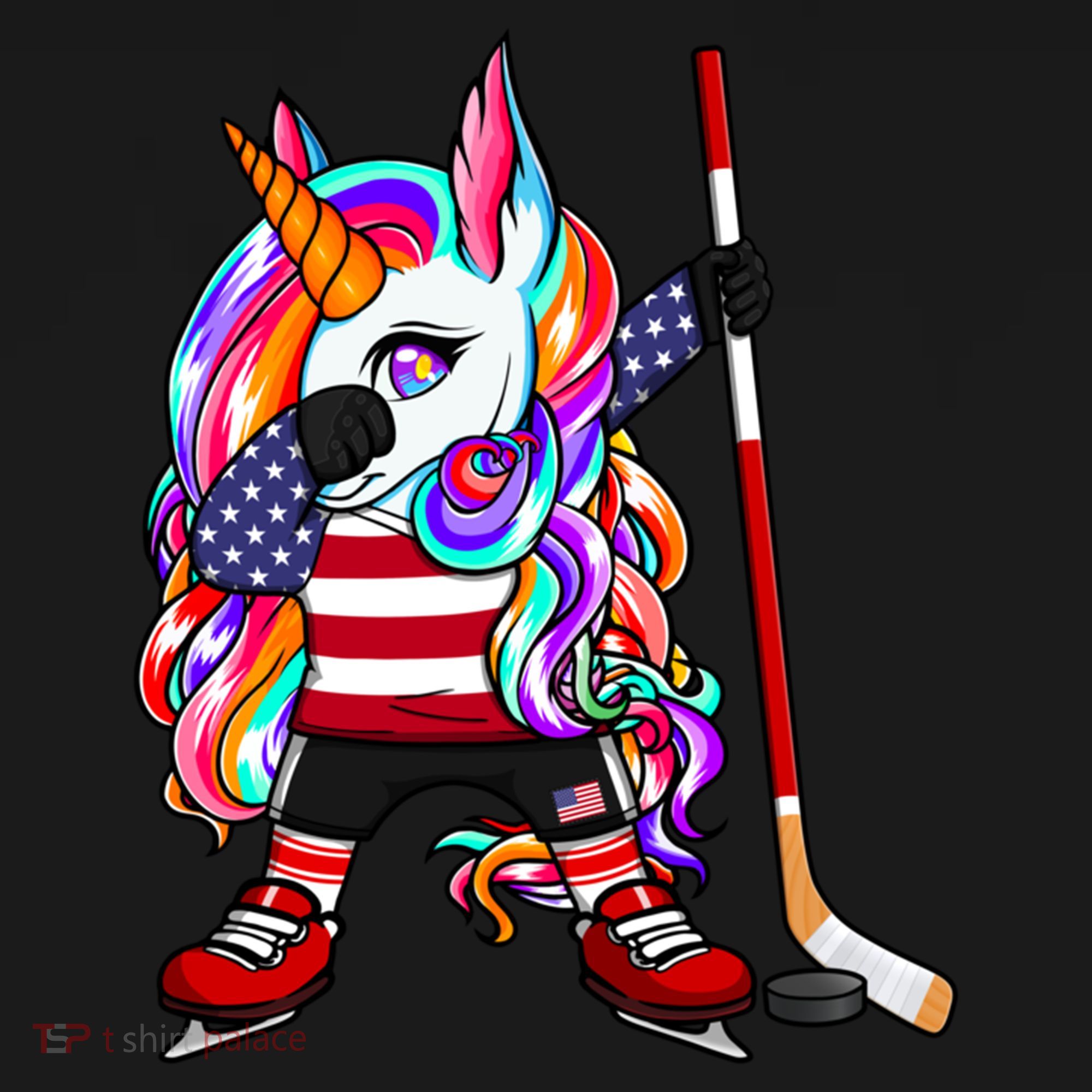 Dabbing Unicorn America Ice Hockey Fans Jersey Usa Flag Gift Women's Hoodie