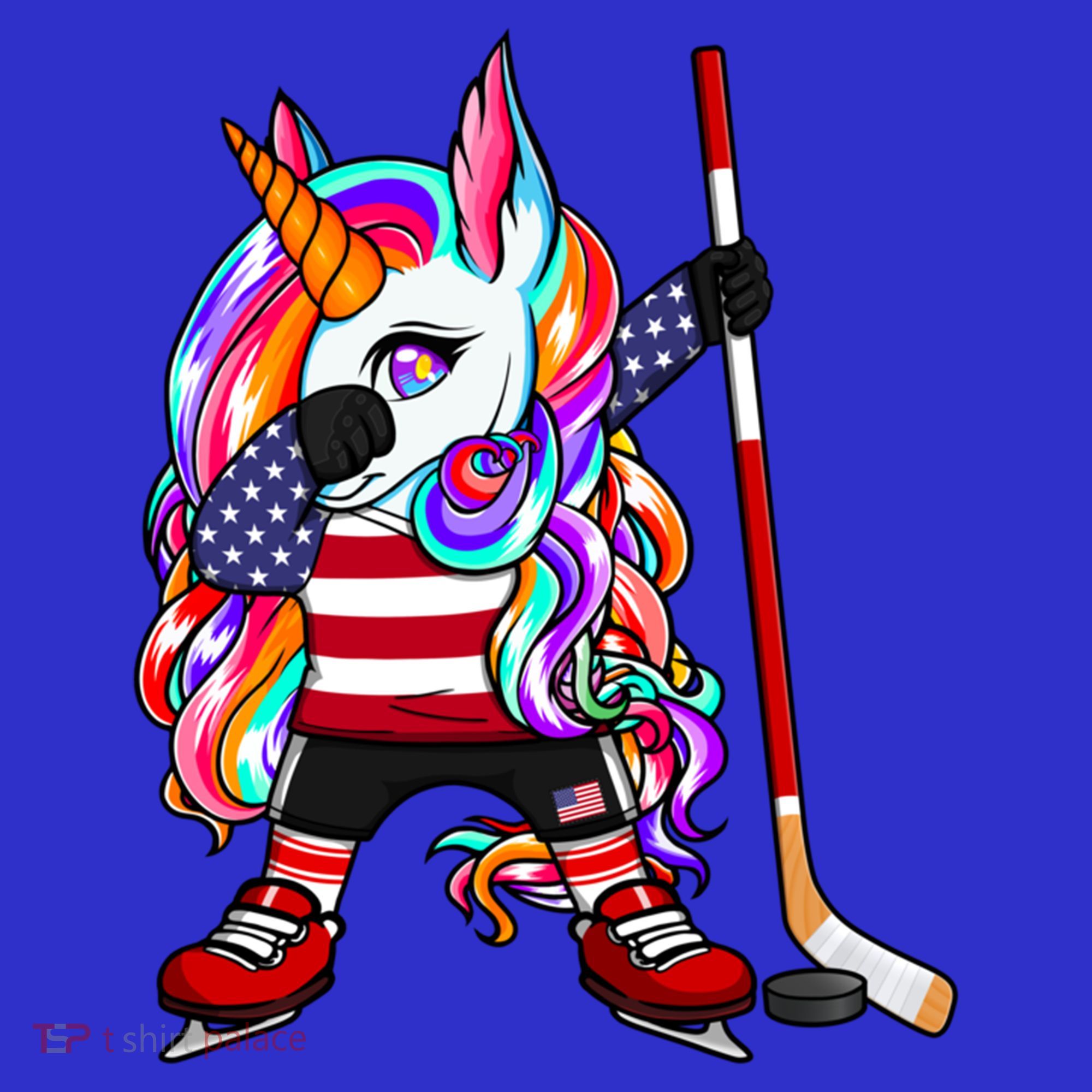 Dabbing Unicorn America Ice Hockey Fans Jersey Usa Flag Gift T-Shirt