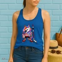 Dabbing Unicorn America Ice Hockey Fans Jersey Usa Flag Gift Women's Tank Top thumb 2