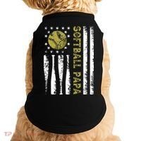 Distressed USA American Flag Softball Papa Father's Day Doggie Tank thumb 0