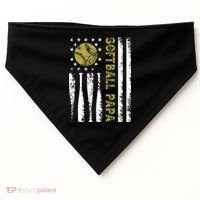 Distressed USA American Flag Softball Papa Father's Day USA-Made Doggie Bandana thumb 0