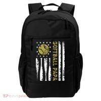 Distressed USA American Flag Softball Papa Father's Day Backpack thumb 0