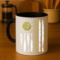Distressed USA American Flag Softball Papa Father's Day Coffee Mug thumb 4
