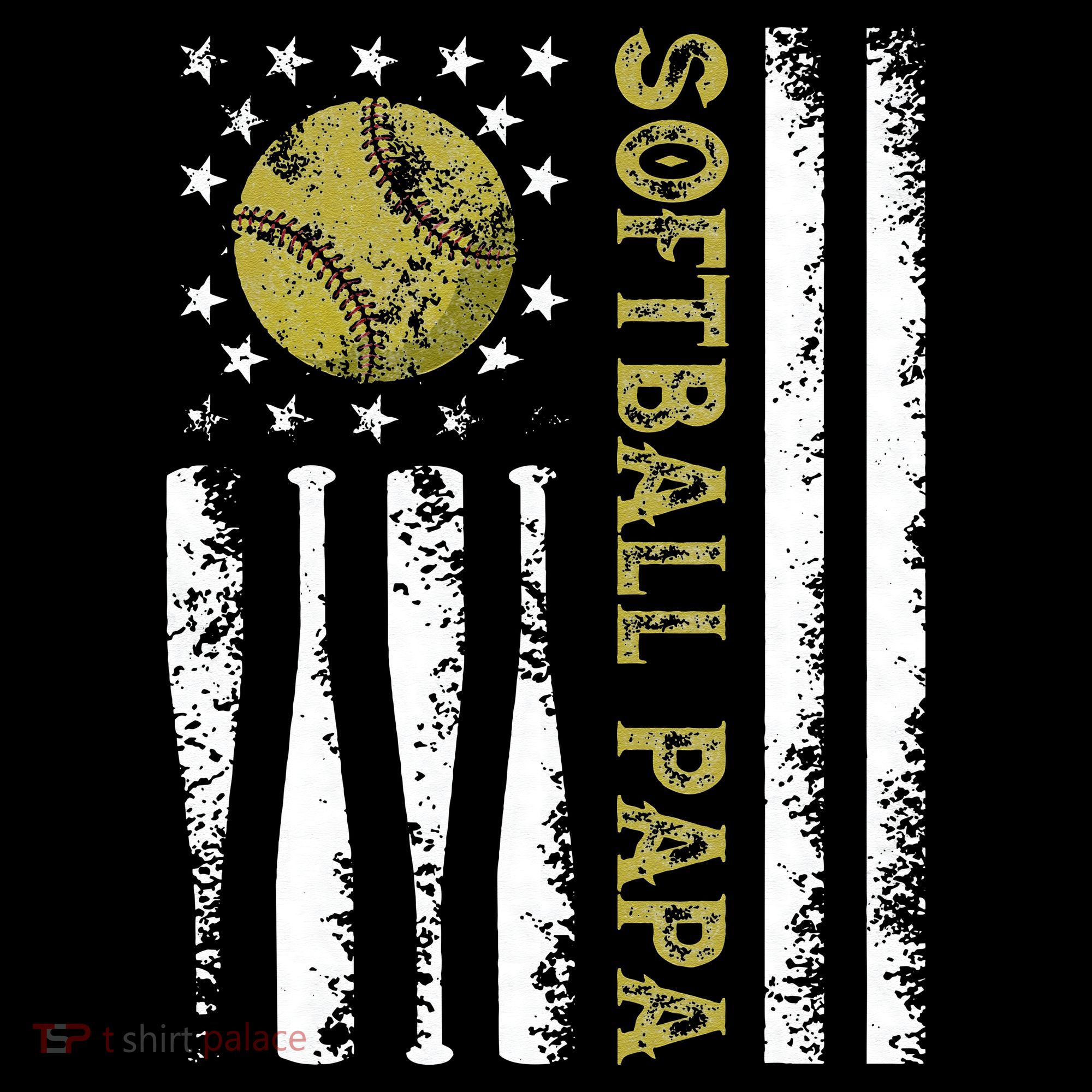 Distressed USA American Flag Softball Papa Father's Day Coffee Mug