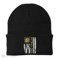 Distressed USA American Flag Softball Papa Father's Day Beanie thumb 0