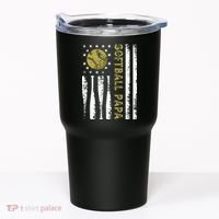 Distressed USA American Flag Softball Papa Father's Day Tumbler thumb 0
