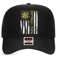 Distressed USA American Flag Softball Papa Father's Day Hat thumb 0
