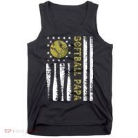 Distressed USA American Flag Softball Papa Father's Day Tank Top thumb 0