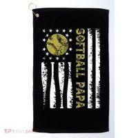 Distressed USA American Flag Softball Papa Father's Day Golf Towel thumb 0