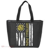 Distressed USA American Flag Softball Papa Father's Day Tote Bag thumb 0