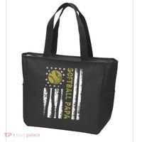 Distressed USA American Flag Softball Papa Father's Day Tote Bag thumb 3