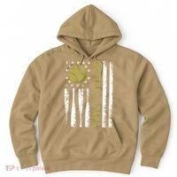 Distressed USA American Flag Softball Papa Father's Day Hoodie thumb 0