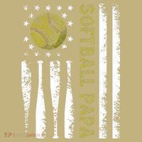 Distressed USA American Flag Softball Papa Father's Day Sweatshirt thumb 2