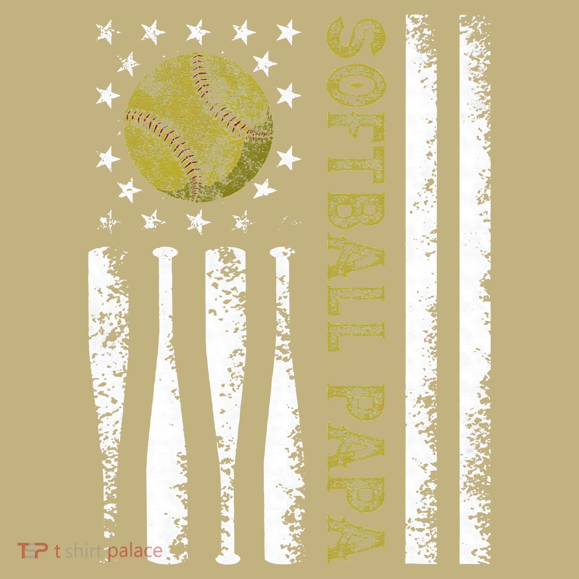 Distressed USA American Flag Softball Papa Father's Day Sweatshirt