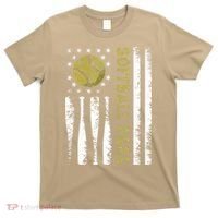 Distressed USA American Flag Softball Papa Father's Day T-Shirt thumb 0