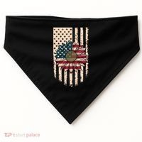 Distressed USA American Flag Sunflower USA-Made Doggie Bandana thumb 0