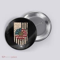 Distressed USA American Flag Sunflower Button thumb 0