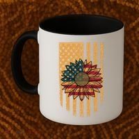 Distressed USA American Flag Sunflower Coffee Mug thumb 2