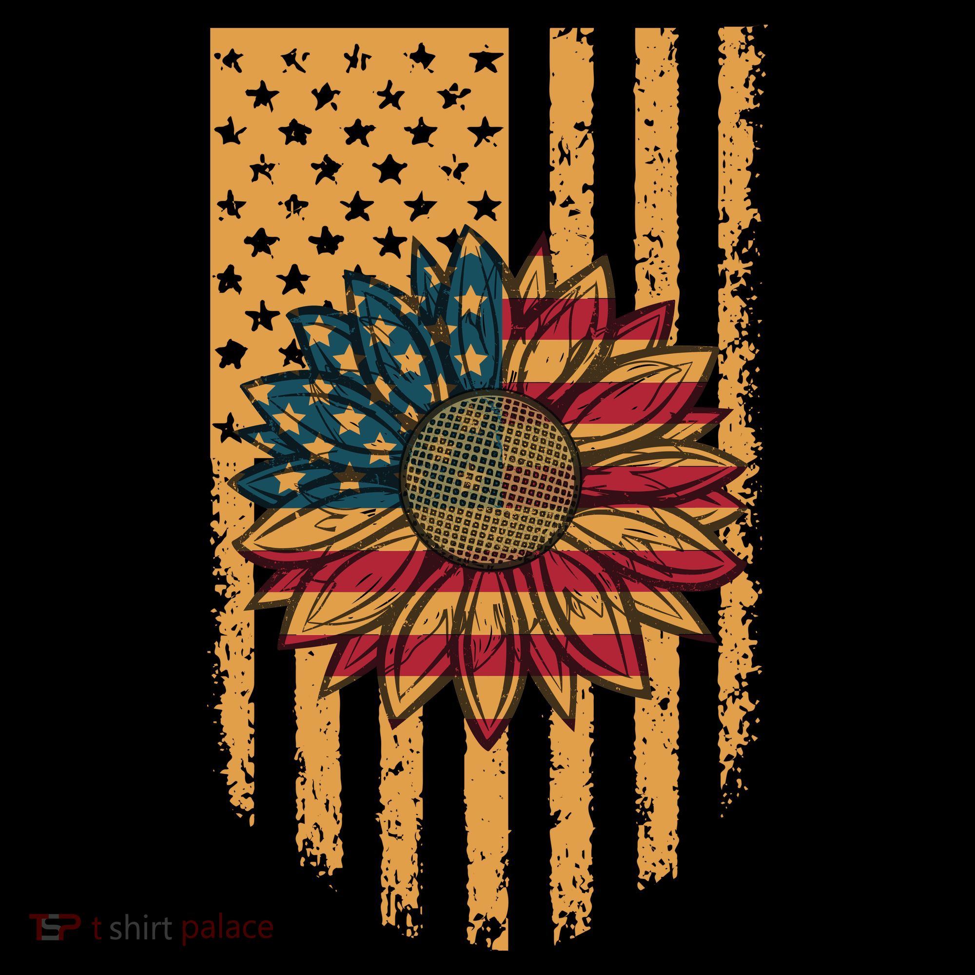 Distressed USA American Flag Sunflower Coffee Mug