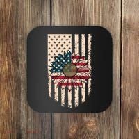 Distressed USA American Flag Sunflower Coaster thumb 0