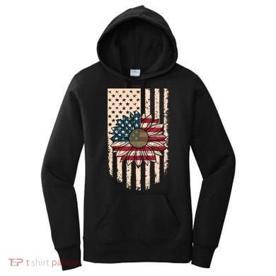 Distressed USA American Flag Sunflower Women's Hoodie