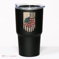Distressed USA American Flag Sunflower Tumbler thumb 0