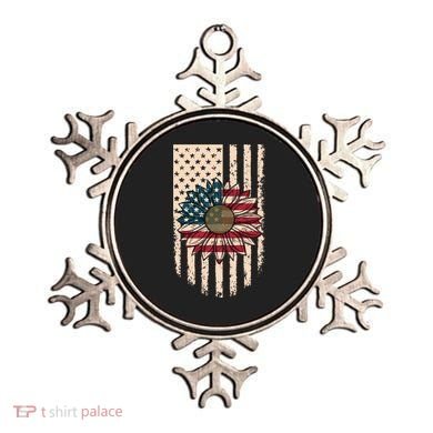 Distressed USA American Flag Sunflower Ornament