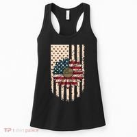 Distressed USA American Flag Sunflower Women's Tank Top thumb 0