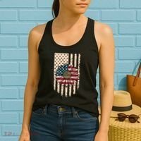 Distressed USA American Flag Sunflower Women's Tank Top thumb 2