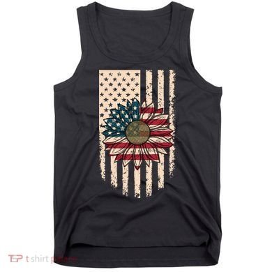 Distressed USA American Flag Sunflower Tank Top
