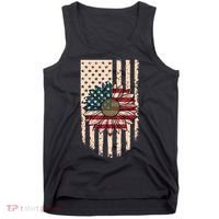 Distressed USA American Flag Sunflower Tank Top thumb 0