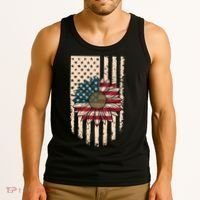 Distressed USA American Flag Sunflower Tank Top thumb 3