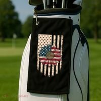 Distressed USA American Flag Sunflower Golf Towel thumb 2