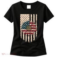 Distressed USA American Flag Sunflower Women's T-Shirt thumb 0