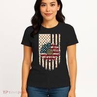 Distressed USA American Flag Sunflower Women's T-Shirt thumb 4