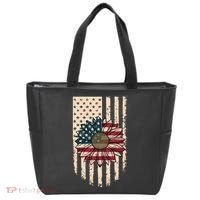 Distressed USA American Flag Sunflower Tote Bag thumb 0